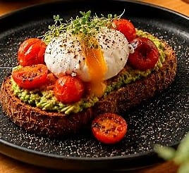 Poached egg and avocado on sourdough